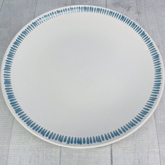 Rachael Ray SUN DAISY L008 Handpainted Blue Lines Stoneware Dinner Plate Set 4 - Picture 4 of 16
